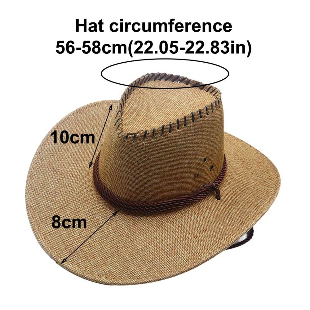 New Curved Brim Western Cowboy Hat Large Ethnic Top Hat Tibetan Style Roll Brim Cowgirl Cap for Women Men