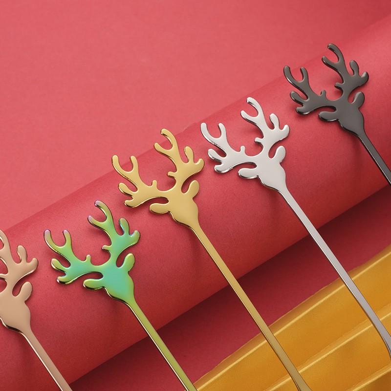 Stainless Steel Coffee Spoon With Cute Reindeer Design Espresso Stirring Ice Cream Dessert Kids Adult Use