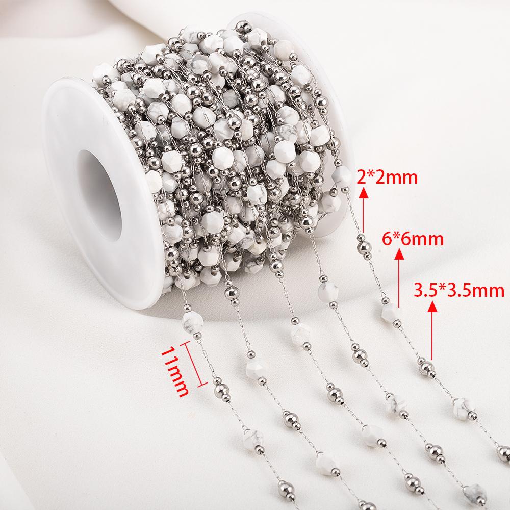 

1meter Irregular Romantic Pink Stone Beaded Chain Stainless Steel Necklaces Chains Boho Anklet Bracelets for DIY Jewelry Making 1meter