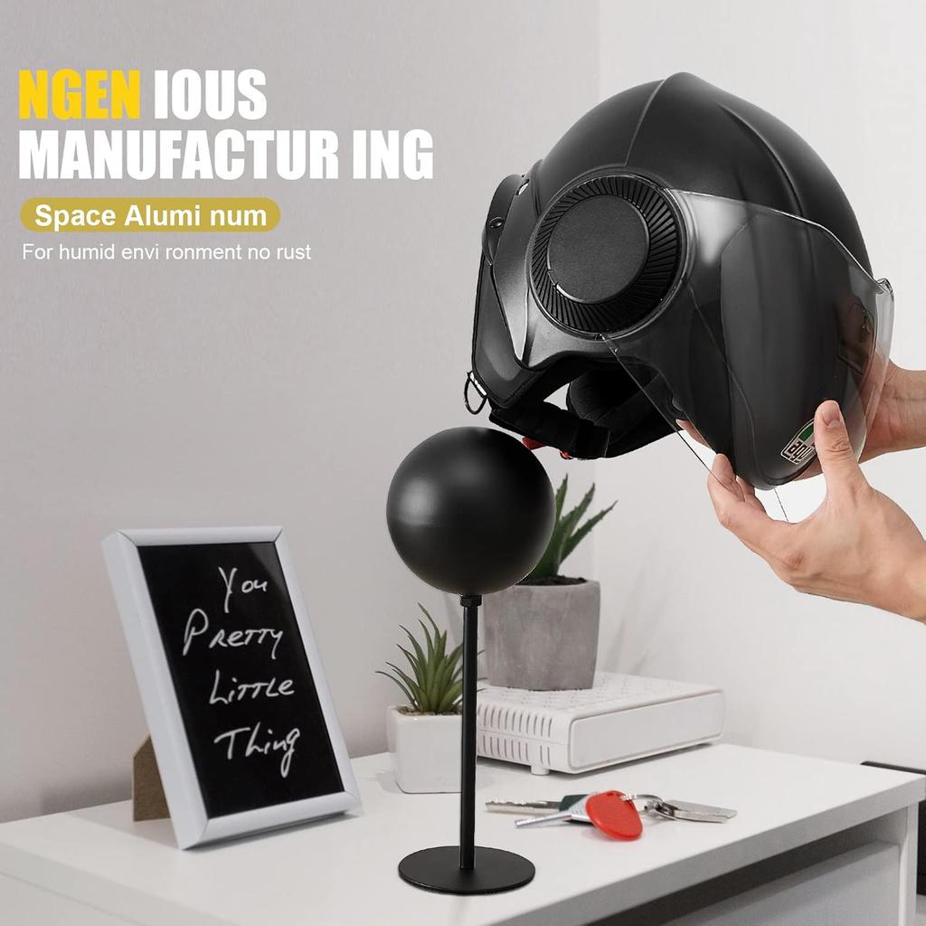 Helmet Stand Metal, Rotation Metal Stand Desktop Hanger Rack Helmet Stand Display for Motocycle Helmet, Caps,Hat, and Rugby Helmet