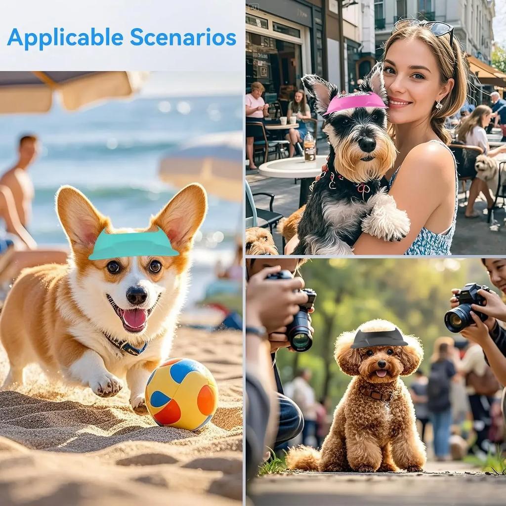 Dog Hat for Motorcycle Sun Hat with Ear Holes Stylish Doggy Visor Empty Doggie Helmets Adjustable Easy Wear Small to Medium Dogs