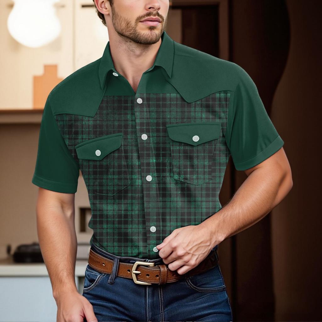 Top Casual da Uomo alla Moda con Revers e Maniche Corte Lunghezza Spalla
