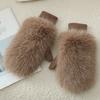 Women's Fashion Imitation Rabbit Fur Windproof Gloves Soft Thick Warm Winter Warm Gloves Lining Full Fingers Gloves Winter