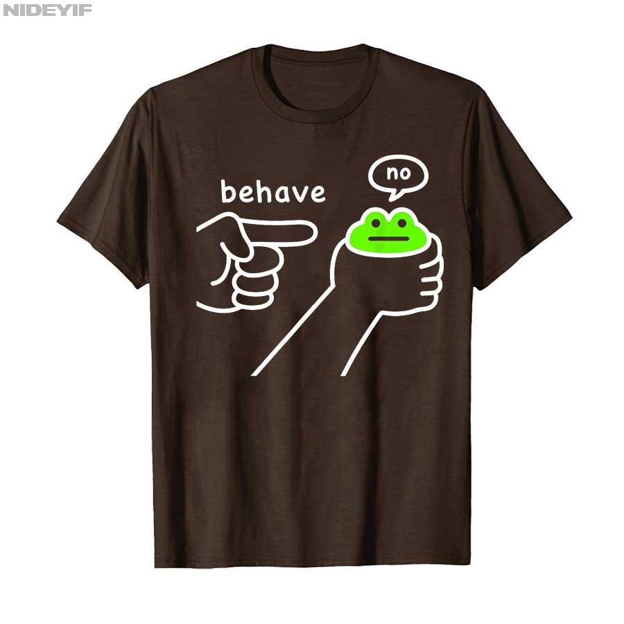 Dishonest Frog Funny Frog Meme Behave No Cartoon Design Tshirt for Men Women 100 Cotton T Shirts Short Sleeve Tops