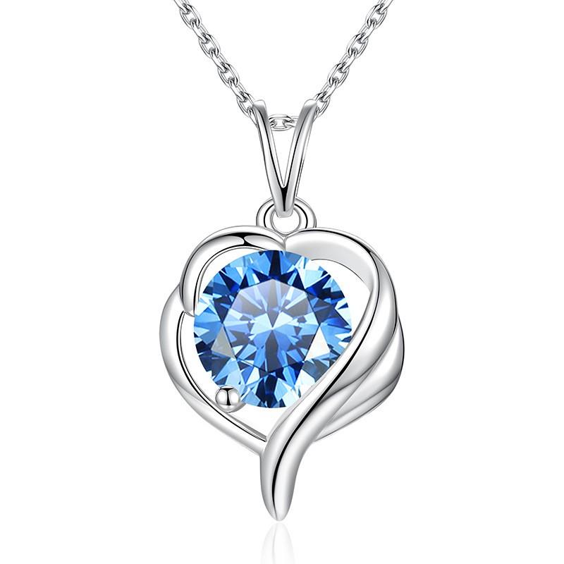 V Necklace Color Moissanite 1ct Simple Heart Pendant Women