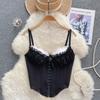 French Sweet Underwear Spaghetti-Strap Slip Women's Stylish Contrast Color Lace Lace Corset Sexy Tops Outerwear Tide