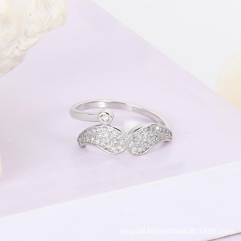 Engelsflügel Ring weibliche koreanische Mode Zirkonium voller Ring Ins Mädchen süße offenen Ring
