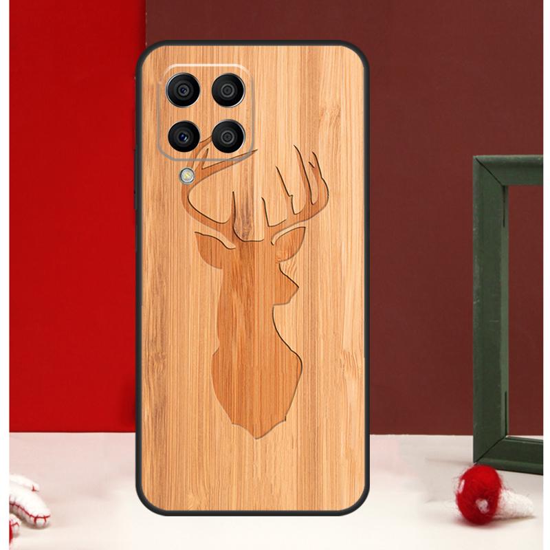 Wolf Bike Butterfly Wood Case For Samsung Galaxy M56 M36 M16 M31 M21 M13 M33 M53 M15 M35 M55 M12 M32 M52 M14 M34 M54
