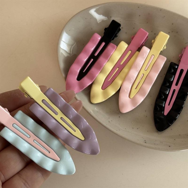 Korean Macaron Metal Wave Super Fairy Makeup Clip Internet celebrity seamless hairpin Side bangs clip Headgear Hair Accessories
