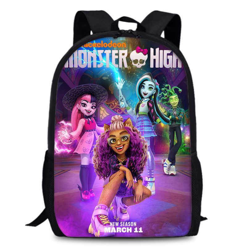 Monster High Unisex 15in Backpack Ergonomic Support Oxford Fabric Schoolbag