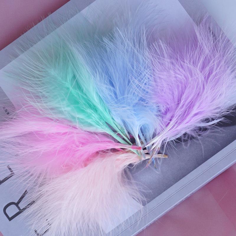 50Pcs Feather Turkey Hair Vascular Fleece, Dream Catcher Diy Corsage Earrings Headgear Hair Accessories Color Pendant Decorative Materials