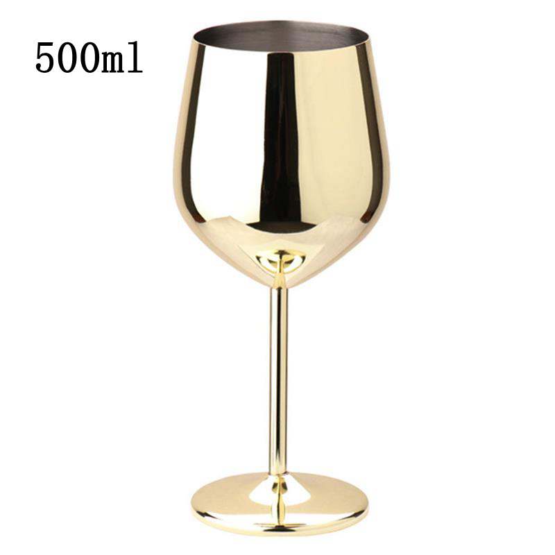 1Pc 500ml Stainless Steel Goblet Champagne Cup Wine Glass Cocktail Glass Creative Metal   for Bar Restaurant Wine Glass