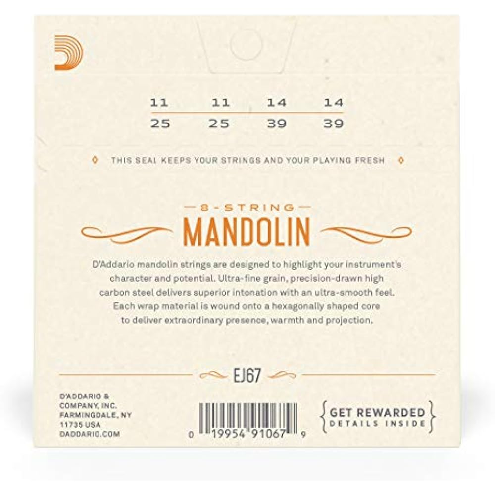 D'Addario Daddario Mandolin String Nickel Medium .011-.039 EJ67 [Domestic Genuine]