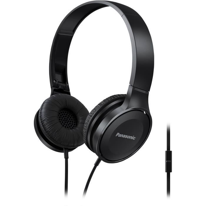 Panasonic RP-HF100ME-K Casque Stéréo, HP 30mm Neodyme, Pliable, Coussinets Souples, Noir