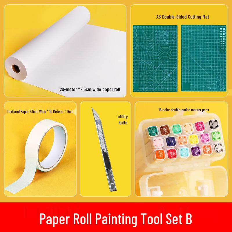 Pine Wood Children's Tabletop Art Easel with Long Drawing Paper Roll