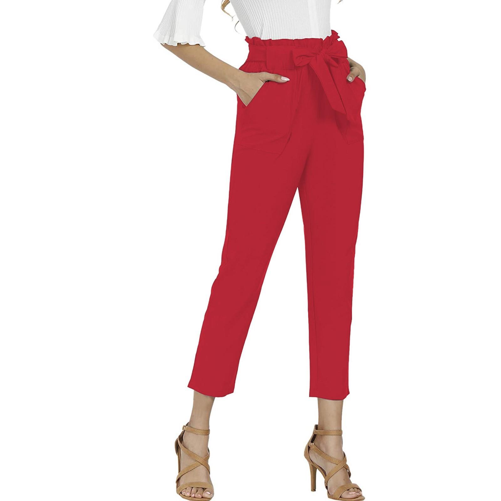 

Женские однотонные брюки с карманом и эластичной резинкой на талии для отдыха S