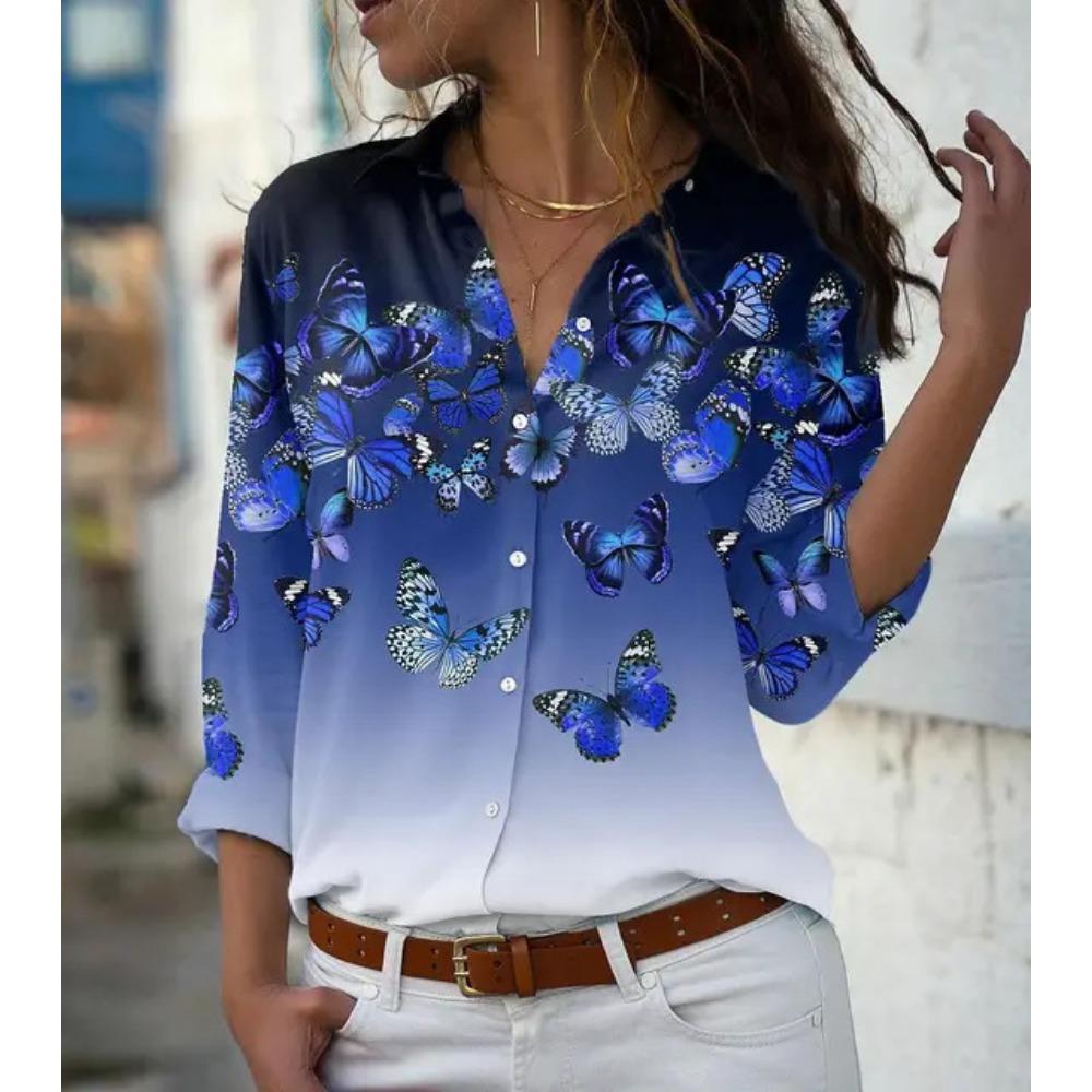 Small Floral Printed Shirt Women's Long-sleeved Summer Top Age-reducing Casual Temperament Shirt