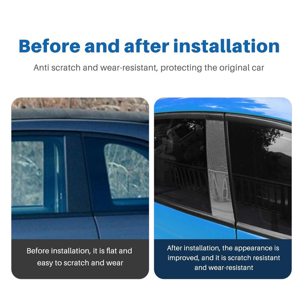 KUNGKIC Fiat 500 Abarth 595 Dedicated Genuine Side Visor Protective Cover Pillar Garnish Prevents Scratches and Stylish Exterior 6 Pieces Fiber / -