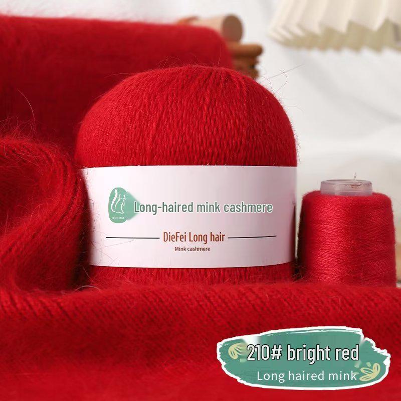 Long-Haired Mink Velvet and Cashmere Yarn: Hand/ Machine-Knitted, Medium-Thick
