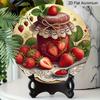 2D Flat Aluminum 7.87 Inch X 7.87 Inch Strawberry and Jam Style Wall Hanging. Suitable for Living Rooms, Kitchens, Bars, Cafes, Clubs, Porches