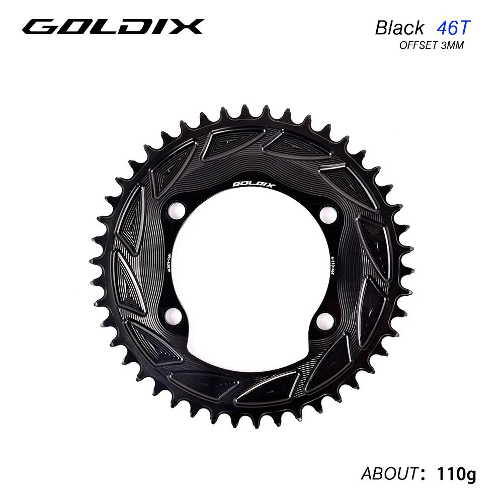 GOLDIX Road Bike Gravel Bike Single Chainring 110BCD Suitable for Shimano R7000 R8000 R8100 R9200 Suitable for Crank Power Meter 4-110-46T black