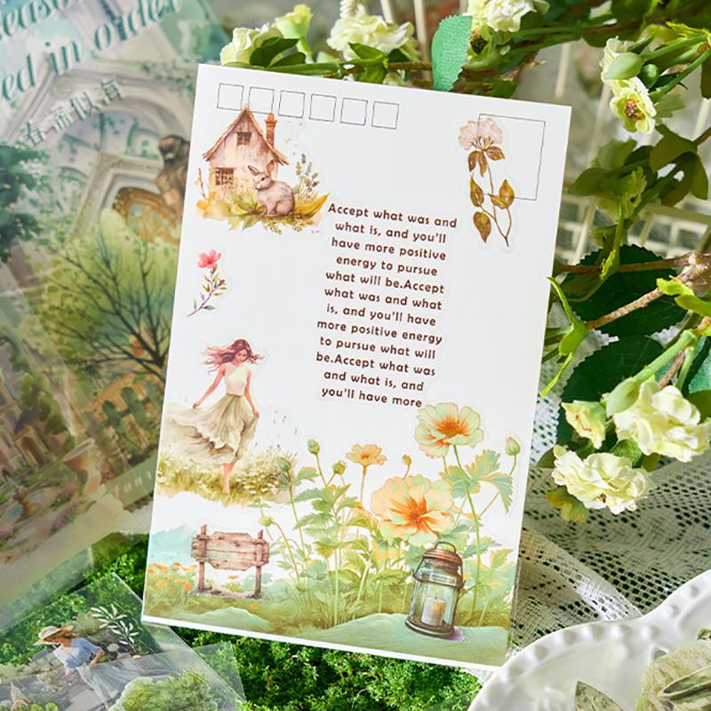 20 Sheets,Garden Sticker Book , Scrapbook Material Notebook Phone Case Diary Aesthetic Decorative Stationery Stickers