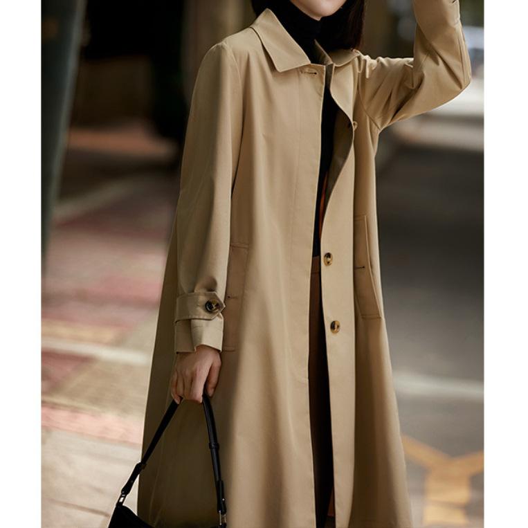 

Тренч премиум-качества, двубортный, женская одежда средней длины, хаки, женское весенне-осеннее пальто XL хаки