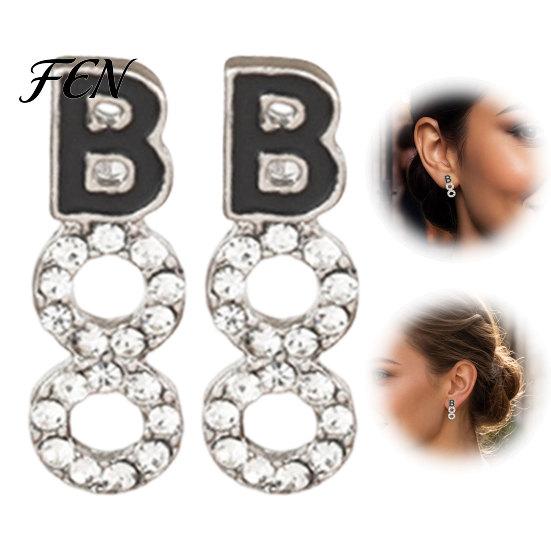 Sparkling Crystal Alloy Earrings 1 Pair Halloween BOO for Women, Sparkly Rhinestone Boo Elegant Drop Letter Stud Earrings, Holiday Costume Jewelry