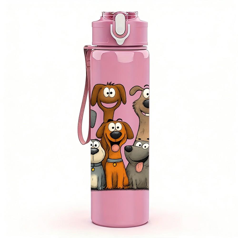 1PC Group Puppy Dogs 750ml Color Plastic Sports Water Bottle Leakproof Flip Straw Lid Suitable for Sports Office Home Use