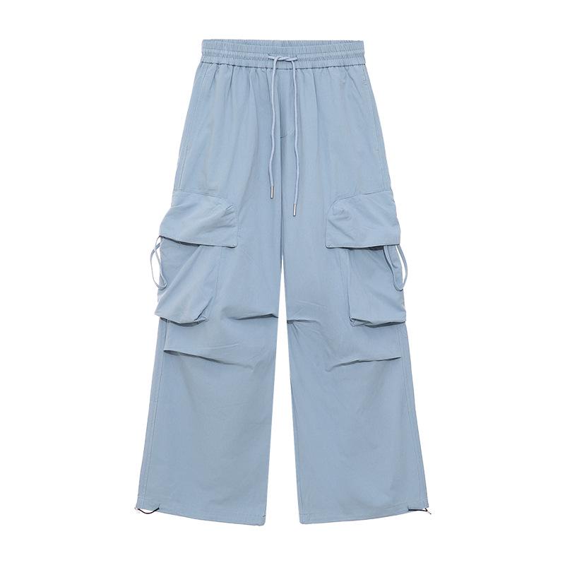 

Дофаминовый Дрессинг Синие Повседневные Рабочие Брюки - Спортивные, Свободные, Драпирующиеся, Длинные для Весны/Лета 2025 Large синий