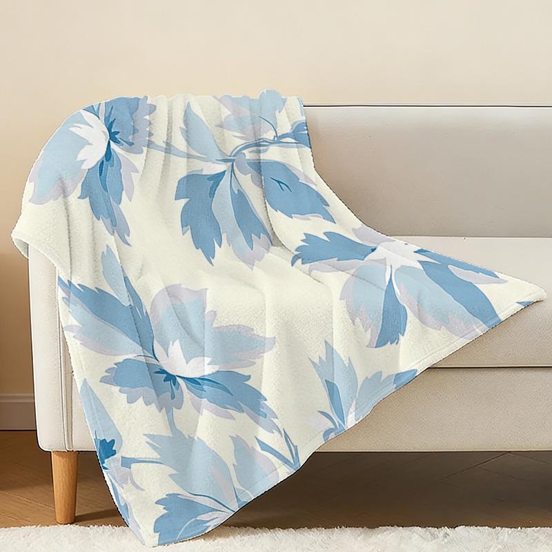 Floral Flannel Blanket Lightweight, Skin-Soft Cozy Throw for Home, Office, Lounge, Christmas & Halloween Decor