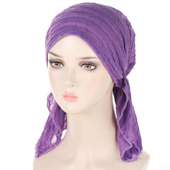 Solid Color Ruffle Slouchy Hat Soft Women Elastic Hair Bonnet Night Sleeping Cap Braids Long Curly Hair Wrap Skull Cap