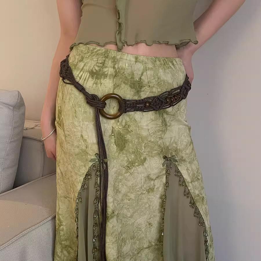 Waist Chain Women's Versatile Dress Closed Waist and Thin Ethnic Style Knotted Waist Rope Personalized Belt Accessories