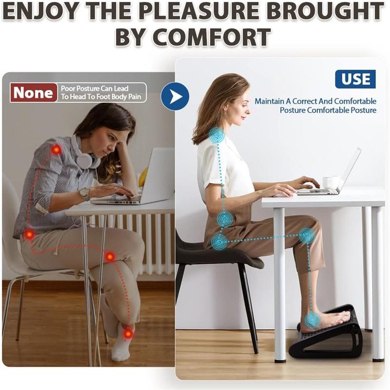 Six Heights Adjustable Foot Rest For Under Desk, Under Desk Footrest With Foot Massage Roller, Chair Footrest For Leg Rests