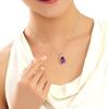 Korean Fashion Amethyst Teardrop Pendant Necklace, Silver Plated Women's Clavicle Chain