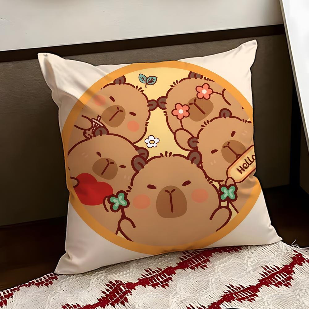 Cute CCapybara Cushion Cover Reversible Soft Durable Pillow Cover Home  Car MultiScene Use for Daily Comfort