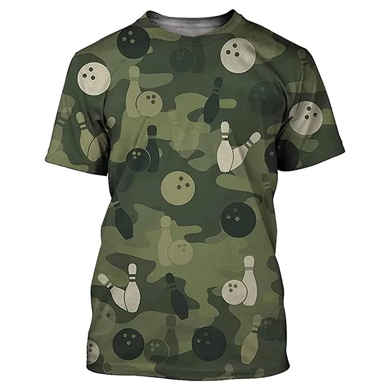 Classic Camouflage Sport T-shirt Men's Clothing Daily Street Casual Pullover Top 3D Printed Ball Pattern Outdoor 2025 Tee Tops