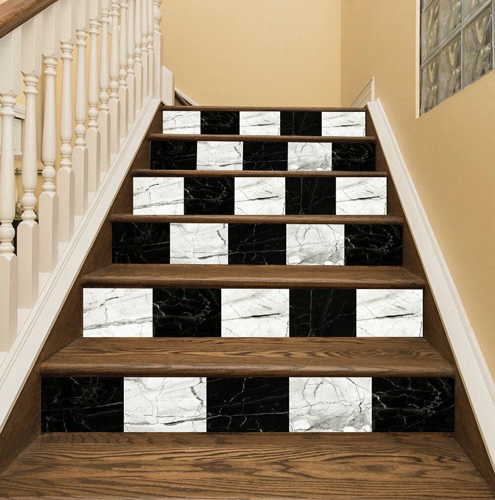 10pcs Black and White Marble Tiles Sticker Kitchen Wardrobe Washbasin Wall Decal Home Decor Self-adhesive Waterproof Art Wallpaper