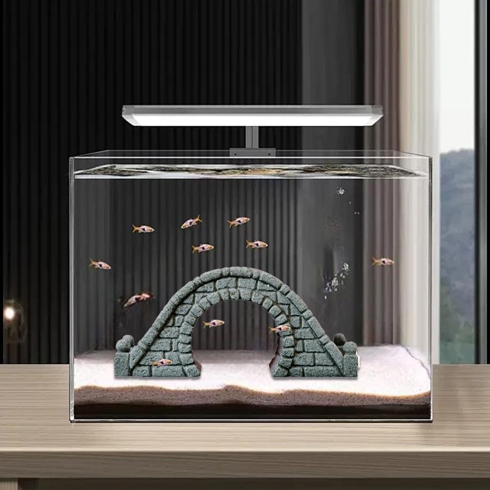 Aquarium Ornament, Resin Arch Bridge Building Rockery Bonsai, Fish Tank Landscape Accessories, Artificial Miniature Bridge Model Ornament For Fish Tan