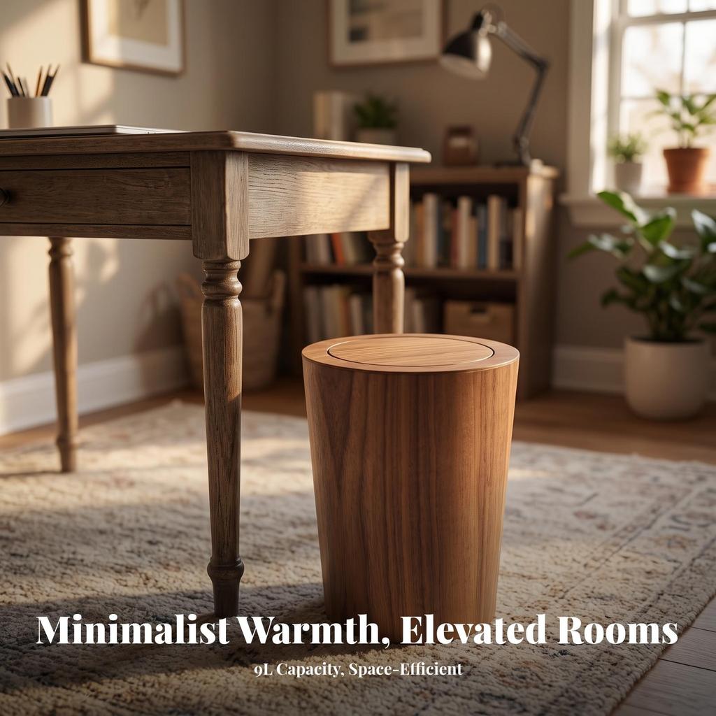 Trash Bin with Swing-Top Lid Space-Saving Wastebasket Slim for Office, Bedroom