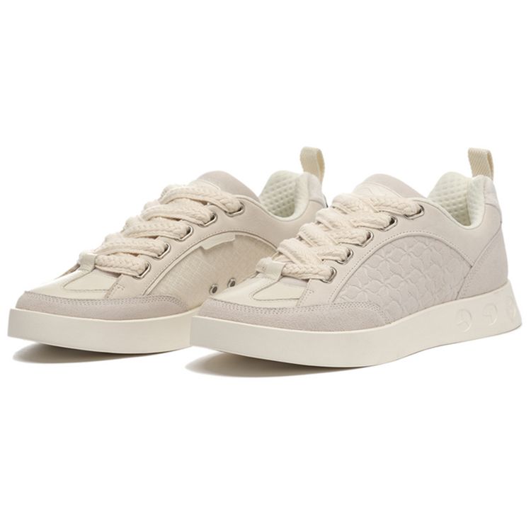 Li-Ning 1990 Wind Chime Retro Color Block Non-Slip Wear-Resistant Low-Top Skate Shoes Men sneaker Beige ALFS177-1