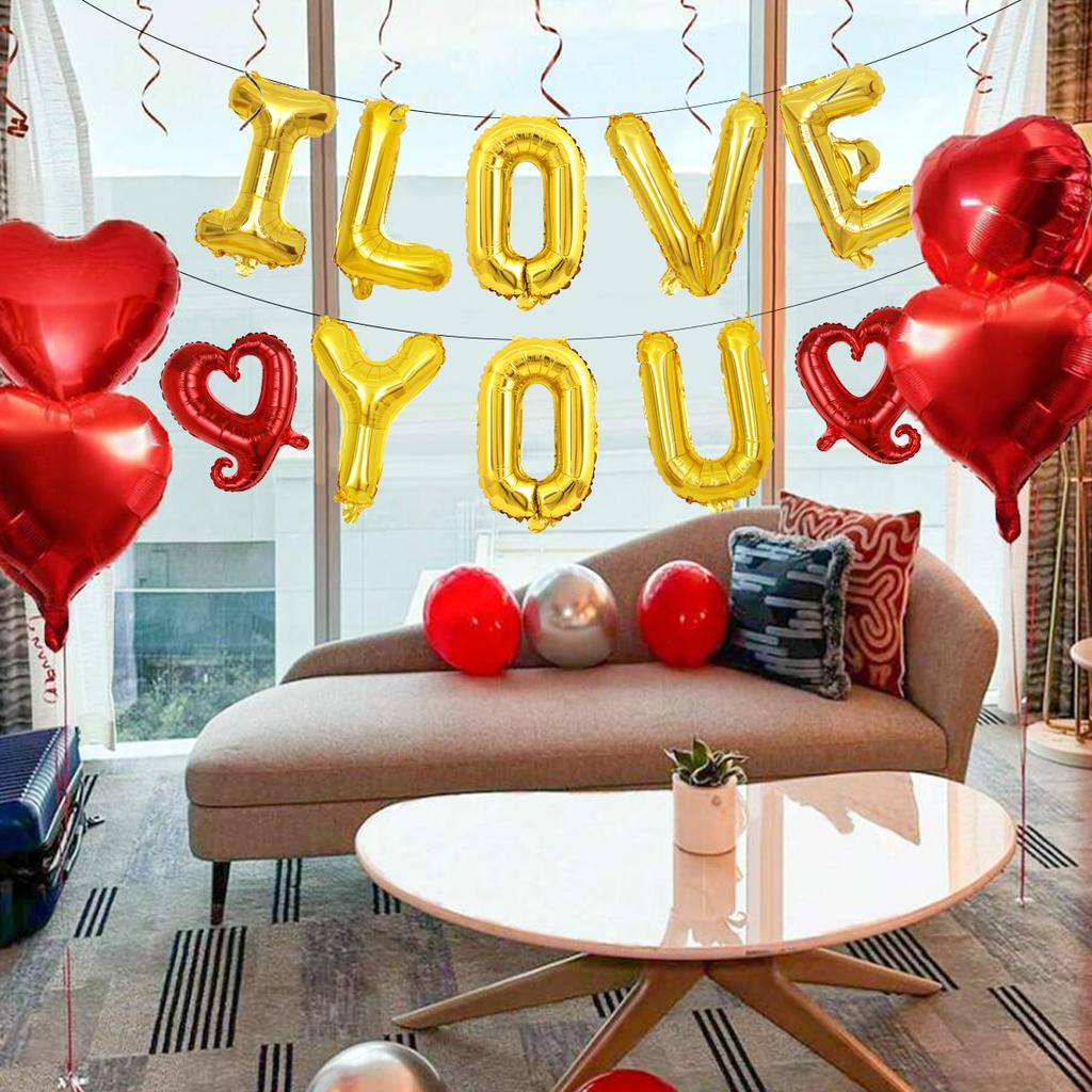 232-teiliges/Set Valentinstagsdekoration "Ich liebe dich" Ballonbanner, Valentinstagsballon, Jubiläumsdekorationszubehör