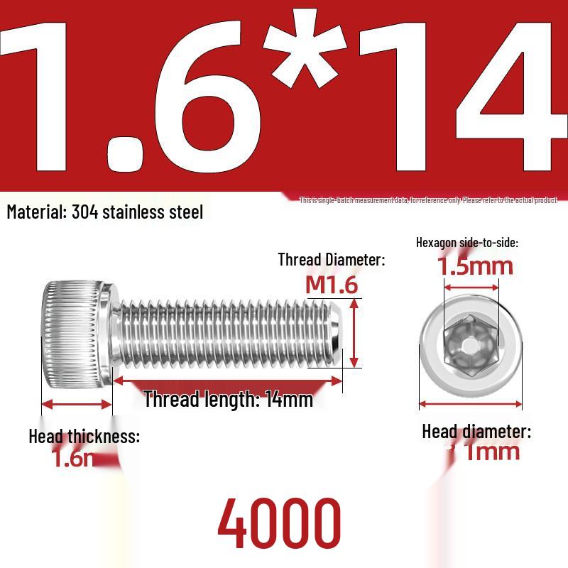 304 Stainless Steel Hex Socket Head Cap Screws, M2-M10, Extended Length