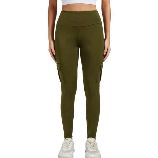 Yousheng Women High Waist Cargo Leggings with Pockets Tummy Control Hip Lifting Yoga Workout Tight Pants Stretch Body Shaping Skinny Trousers