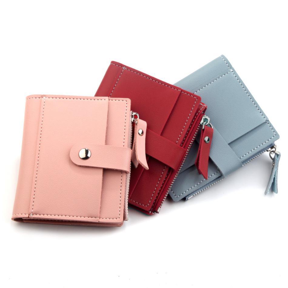 1 Pcs Pu Leather Purse Female Card Coin Holder Small Wallets Credit Cards Short Wallets Fashion Women's Wallet Zipper Pocket