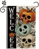 Halloween Garden Ag 12x18 Inch Double Sided, Skull Pumpkin Welcome Yard Ag, Spooky Outdoor Party Decoration for Porch, P PPZ