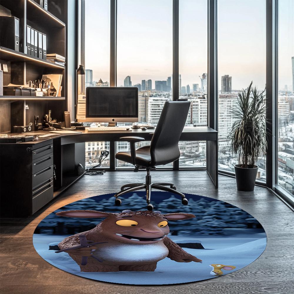 Der Grüffelo Bedruckter Runder Teppich Teppich Stuhlteppich Bereichsteppich Eingang Fußmatten, für Bürostuhl Wohnzimmer Schlafzimmer Küchenraum.