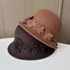 Autumn And Winter New Woolen Hat Female Elegance Flower Temperament Small Edge Top Hat Outdoor Travel Versatile Thermal Basin Hat