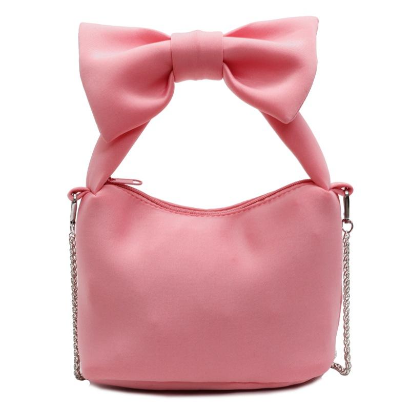 South Korea's New Niche Fashionable Bow Portable Small Bag Casual Versatile High-end Solid Color Chain Messenger Bag