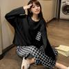 Sleepwear Loungewear Women Long-Sleeved Tide Korean Version of The Plaid Student Nightwear Homewear Two-Piece Girl Pajamas Set